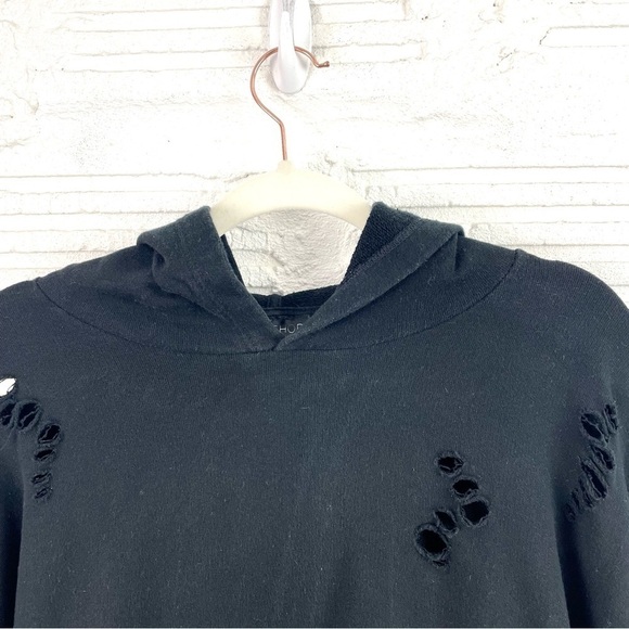 TOPSHOP Black Distressed Hoodie Size 10 - Picture 2 of 13